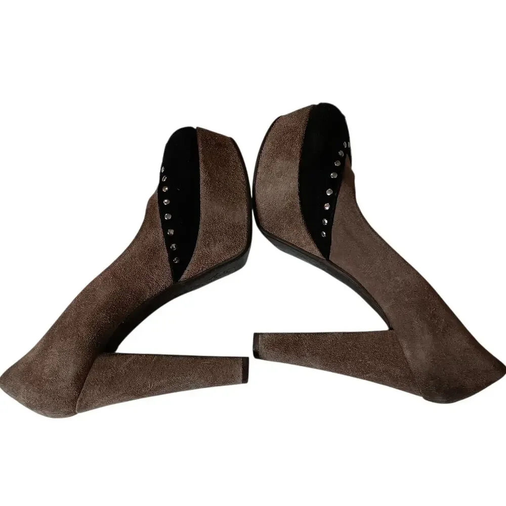 Retro Y2K Marni Platform Studded Suede High Heels 38 Punk Avant‎ Garde Coquette